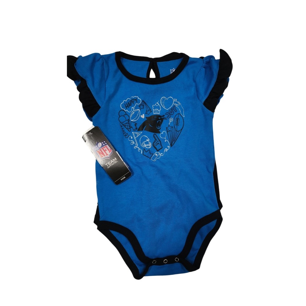 NFL Carolina Panthers Baby Girls 2 Piece Bodysuit Set Ruffle Sleeve 18M